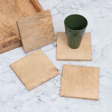 Brown Pattern Premium Wooden Coaster - Pack of 4